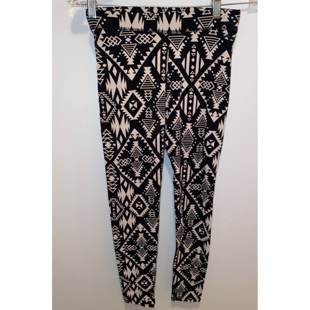 VICTORIA SECRET PINK COTTON HIGH WAIST ANKLE LEGGING sz S black white geo Aztec